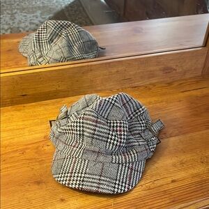 Gray and Black Plaid Newsboy Hat